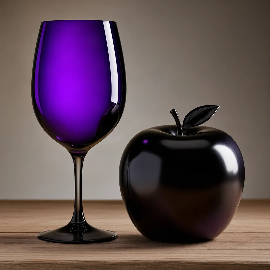 Cosmos 3 Super T2I, A purple wine glass and a black apple, Seed 42