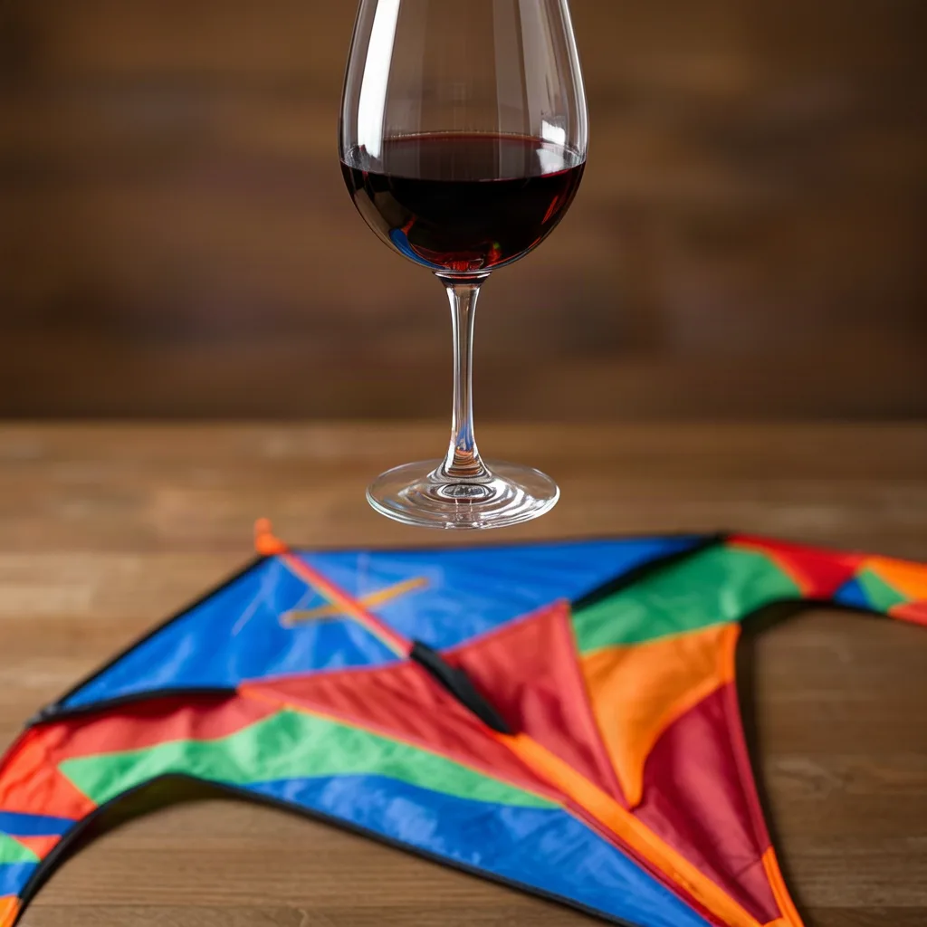 Cosmos 3 Super T2I, A wine glass above a kite, Seed 42